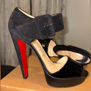 Christian Louboutin Black Suede and Red Sole Heels
